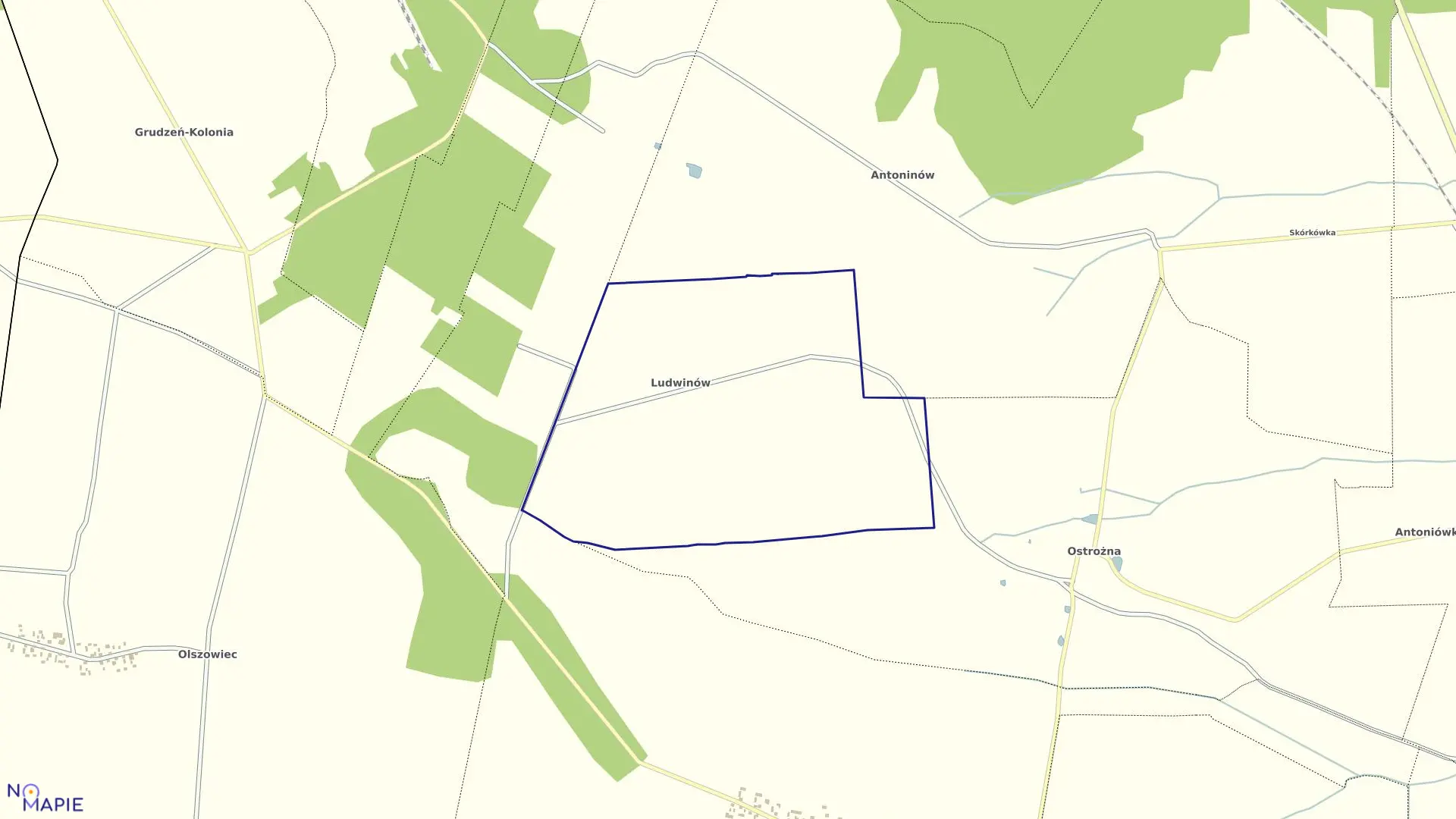 Mapa obrębu LUDWINÓW w gminie Sławno