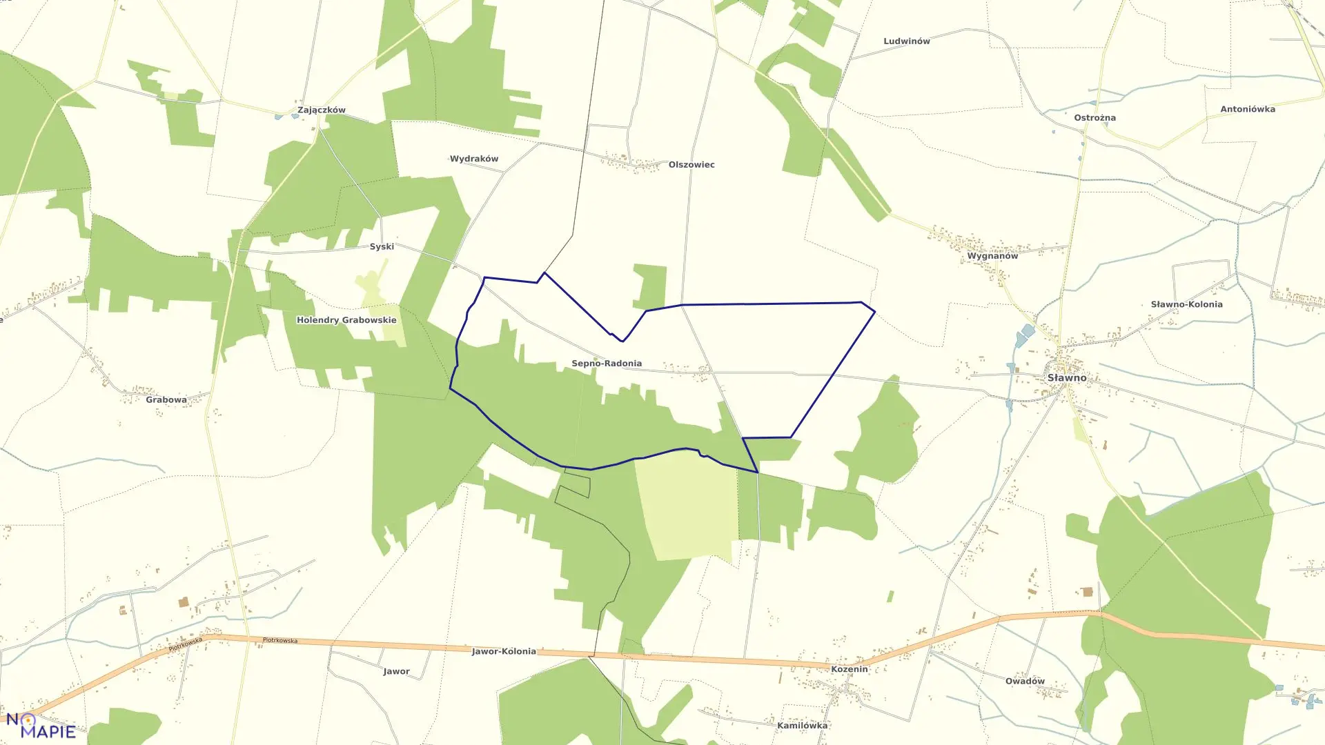 Mapa obrębu SEPNO RADONIA w gminie Sławno